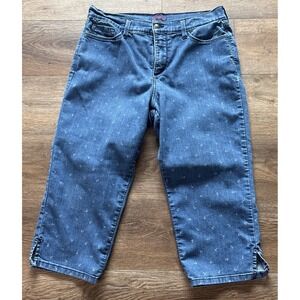 NYDJ Women's Size 12 Blue Anchor Print Lift Tuck Technology Crop  Denim Jeans